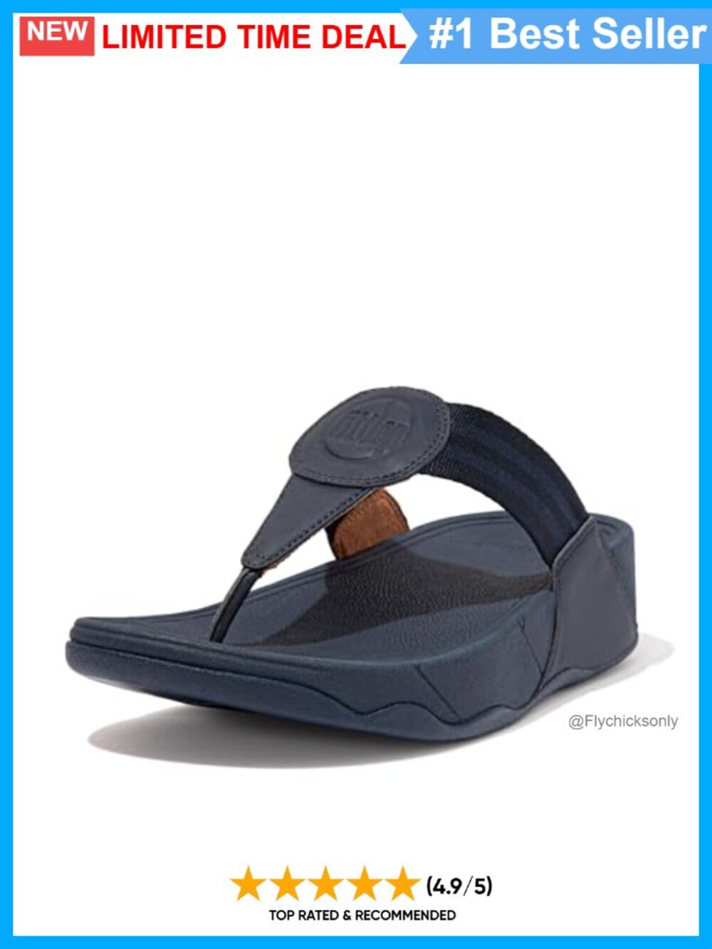 Wide Fit Toe-Post Sandals with Leather & Webbing, Microwobbleboard Comfort
